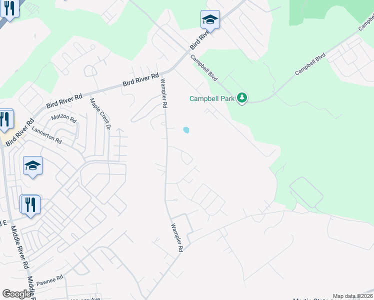 map of restaurants, bars, coffee shops, grocery stores, and more near 709 Kristy Michele Court in Middle River