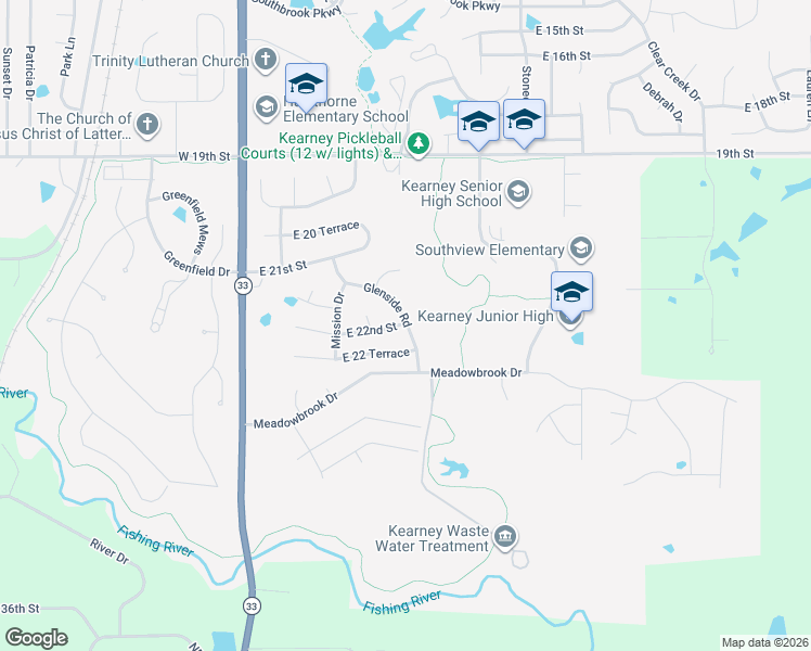 map of restaurants, bars, coffee shops, grocery stores, and more near 2200 Glenside Rd in Kearney
