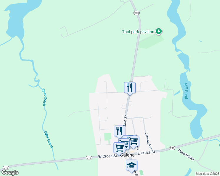 map of restaurants, bars, coffee shops, grocery stores, and more near 202 Maplewood Lane in Galena