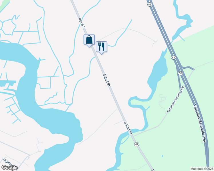 map of restaurants, bars, coffee shops, grocery stores, and more near 2800 New Jersey 47 in Millville