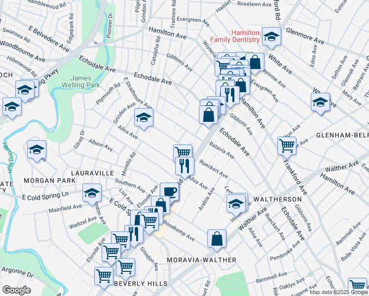 map of restaurants, bars, coffee shops, grocery stores, and more near in Baltimore