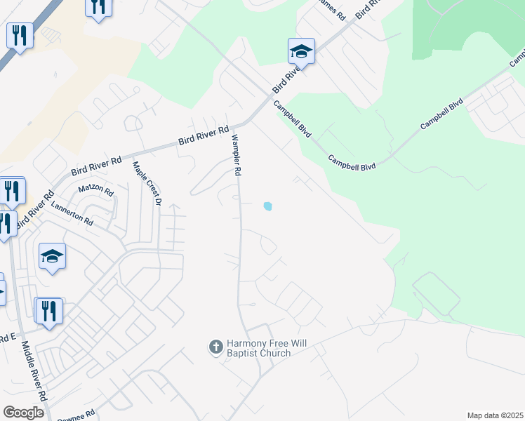 map of restaurants, bars, coffee shops, grocery stores, and more near 1011 Wampler Road in Baltimore