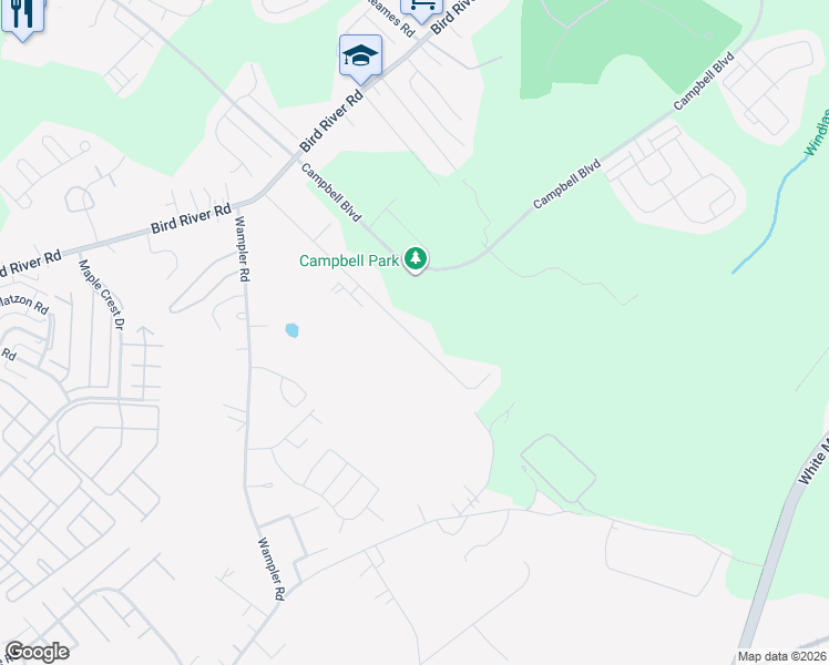 map of restaurants, bars, coffee shops, grocery stores, and more near 1001 Gladway Road in Middle River