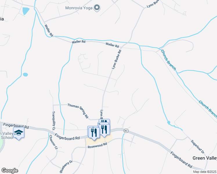 map of restaurants, bars, coffee shops, grocery stores, and more near 4205 Lynn Burke Road in Monrovia