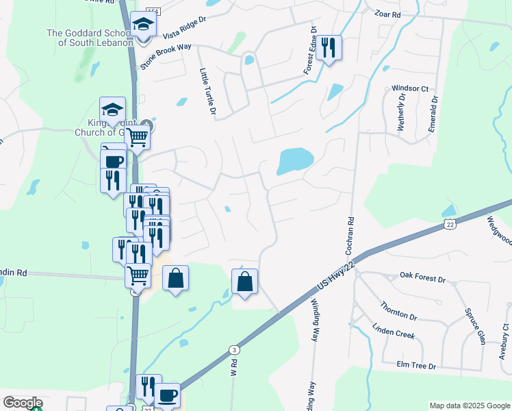 map of restaurants, bars, coffee shops, grocery stores, and more near 5864 Pepperridge Ct in Maineville