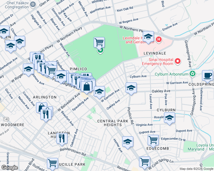 map of restaurants, bars, coffee shops, grocery stores, and more near 3013 Spaulding Avenue in Baltimore