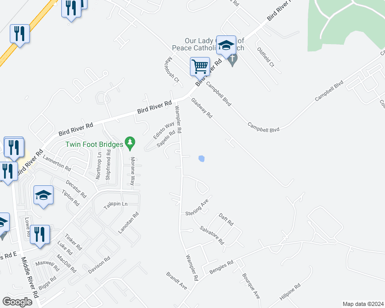 map of restaurants, bars, coffee shops, grocery stores, and more near 1013 Wampler Road in Baltimore