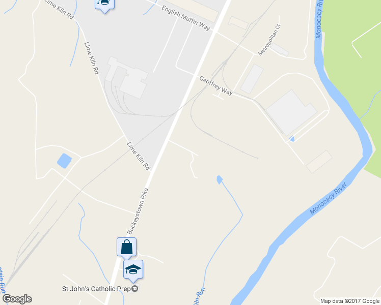 map of restaurants, bars, coffee shops, grocery stores, and more near 4317 Buckeystown Pike in Frederick