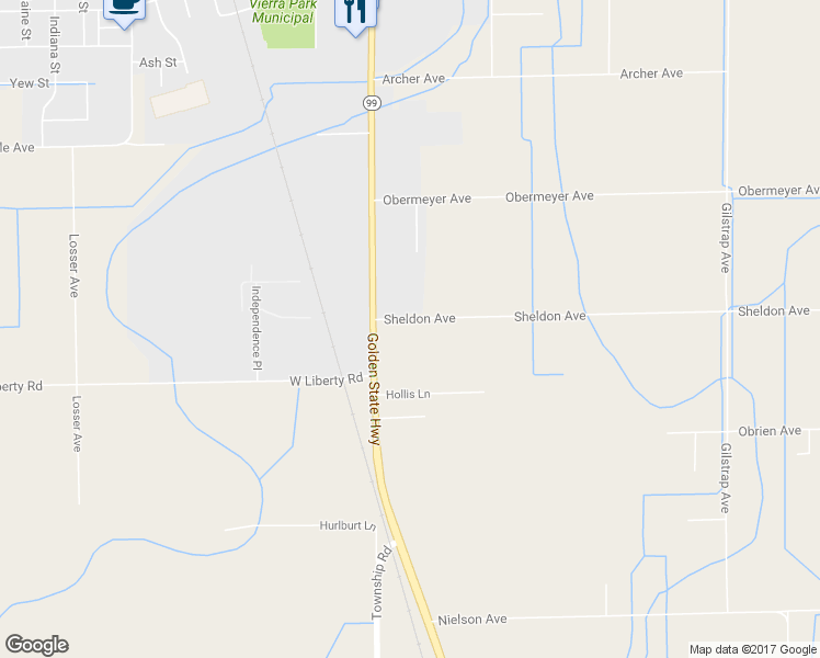 map of restaurants, bars, coffee shops, grocery stores, and more near 32 Sheldon Avenue in Gridley