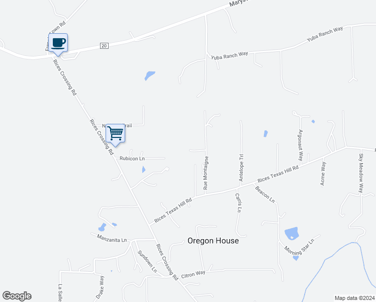 map of restaurants, bars, coffee shops, grocery stores, and more near 13376 Rue Montaigne in Oregon House