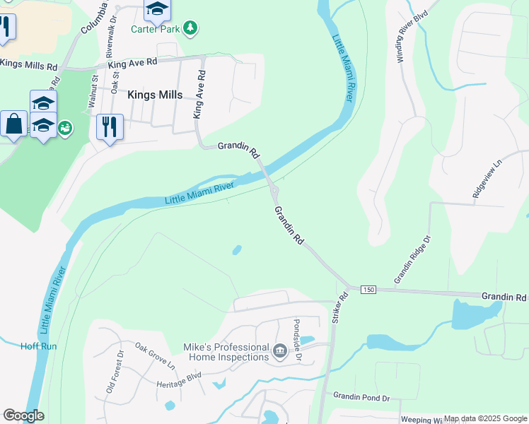 map of restaurants, bars, coffee shops, grocery stores, and more near 1437 County Road 150 in Kings Mills