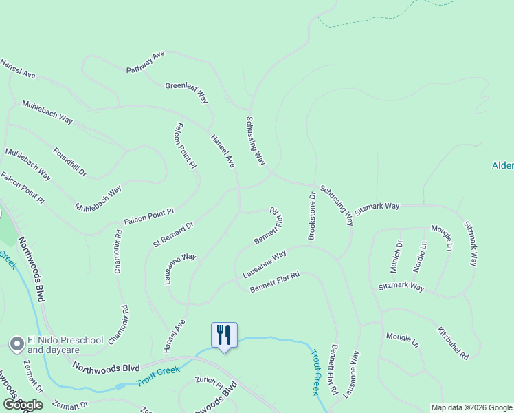 map of restaurants, bars, coffee shops, grocery stores, and more near 12305 Bennett Flat Road in Truckee
