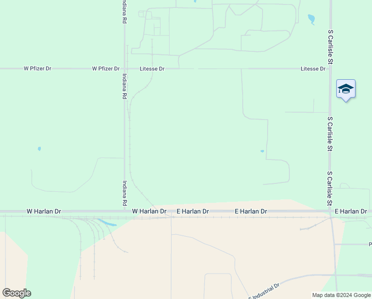 map of restaurants, bars, coffee shops, grocery stores, and more near Unnamed Road in Terre Haute
