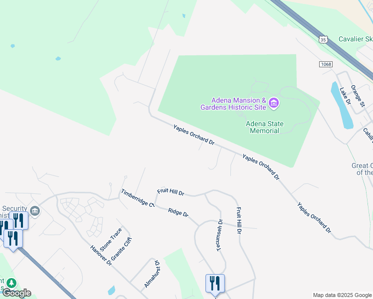 map of restaurants, bars, coffee shops, grocery stores, and more near 131 Yaples Orchard Drive in Chillicothe