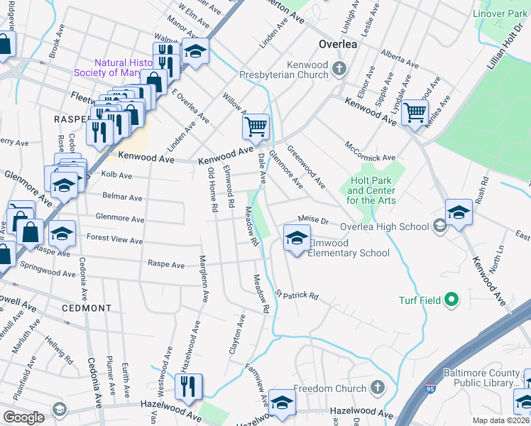 map of restaurants, bars, coffee shops, grocery stores, and more near 618 Dale Avenue in Baltimore