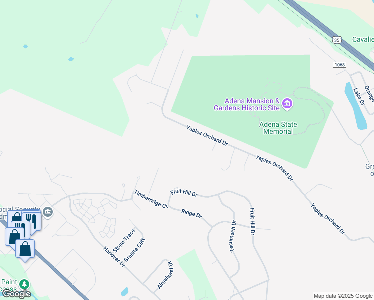map of restaurants, bars, coffee shops, grocery stores, and more near 131 Yaples Orchard Drive in Chillicothe