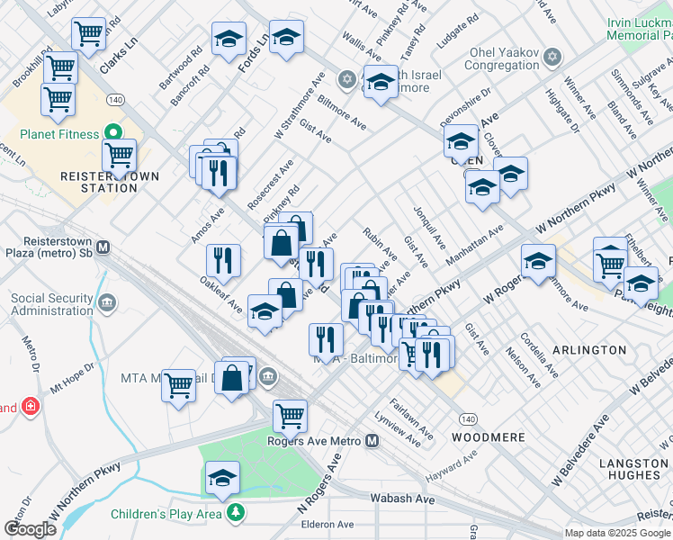 map of restaurants, bars, coffee shops, grocery stores, and more near 4008 Primrose Avenue in Baltimore