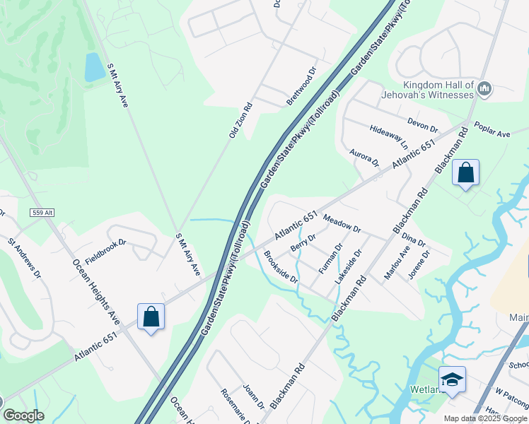 map of restaurants, bars, coffee shops, grocery stores, and more near 16 Scarlett Oak Circle in Egg Harbor Township