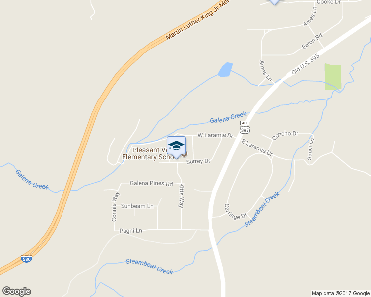 map of restaurants, bars, coffee shops, grocery stores, and more near 405 Surrey Drive in Reno