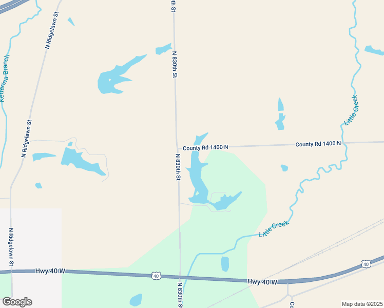 map of restaurants, bars, coffee shops, grocery stores, and more near 8300 County Road 1400 North in Martinsville
