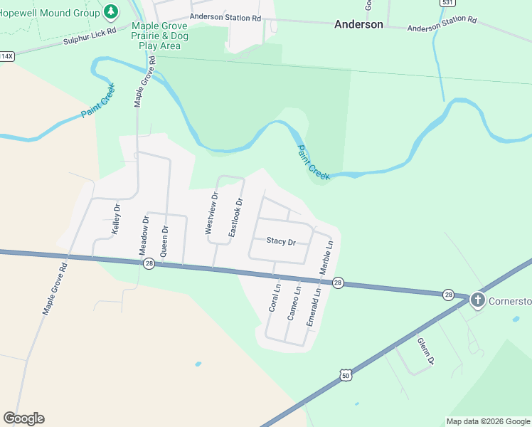 map of restaurants, bars, coffee shops, grocery stores, and more near 18 Bryan Court in Chillicothe