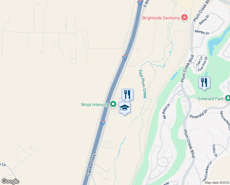 map of restaurants, bars, coffee shops, grocery stores, and more near CanAm Highway in Castle Rock