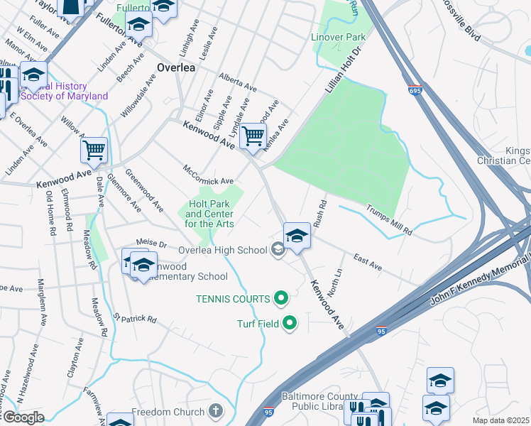 map of restaurants, bars, coffee shops, grocery stores, and more near 5309 Kenwood Avenue in Baltimore