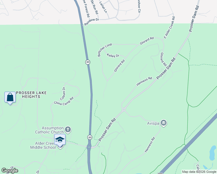 map of restaurants, bars, coffee shops, grocery stores, and more near 11751 Ghirard Road in Truckee
