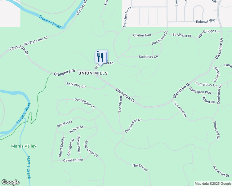 map of restaurants, bars, coffee shops, grocery stores, and more near 15295 Glenshire Drive in Truckee