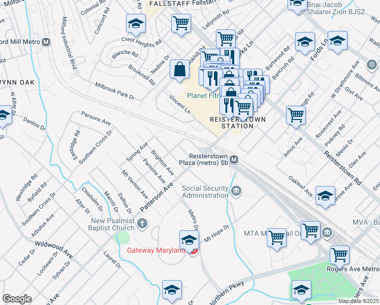 map of restaurants, bars, coffee shops, grocery stores, and more near 6513 Armstrong Avenue in Baltimore