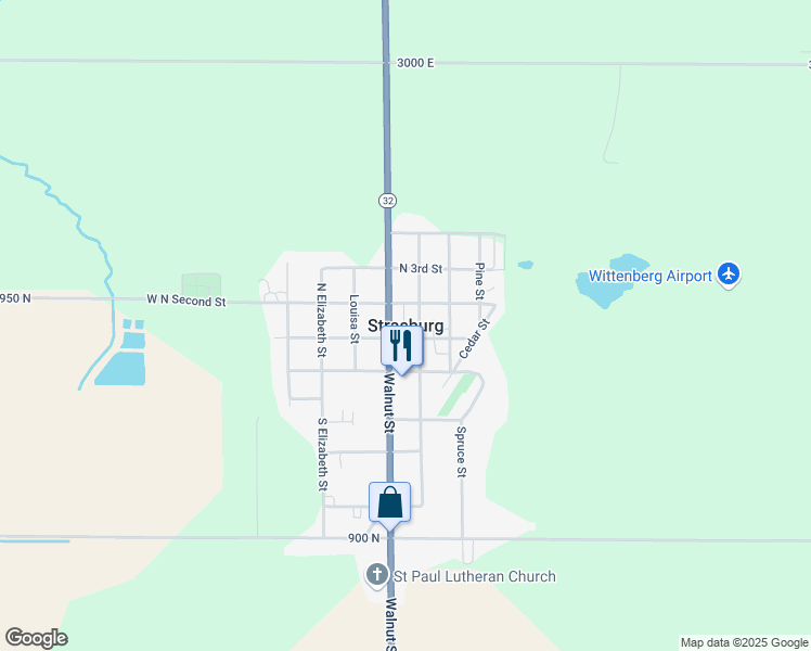 map of restaurants, bars, coffee shops, grocery stores, and more near in Strasburg