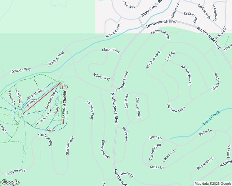 map of restaurants, bars, coffee shops, grocery stores, and more near 14474 Northwoods Boulevard in Truckee