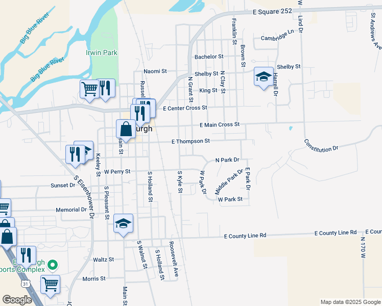 map of restaurants, bars, coffee shops, grocery stores, and more near 408 East Campbell Street in Edinburgh