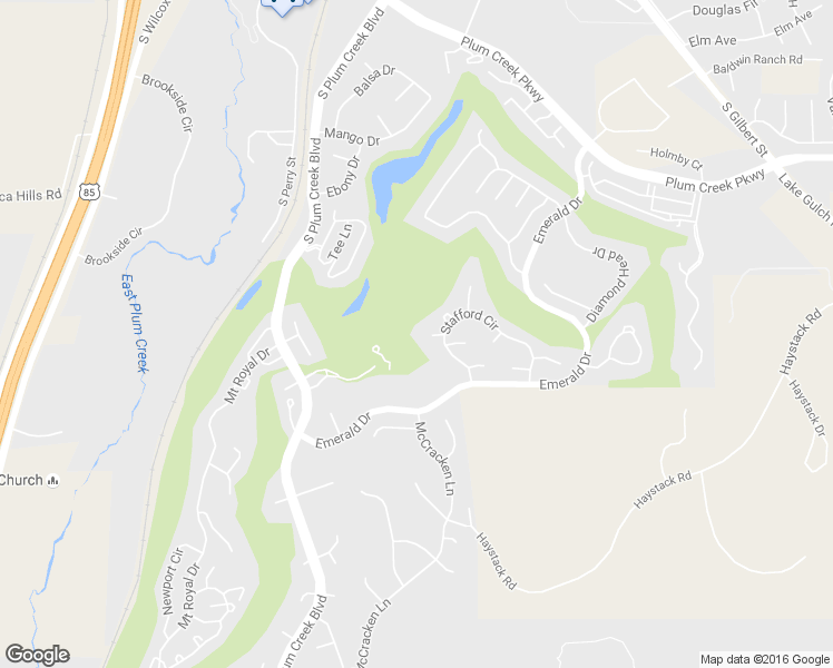 map of restaurants, bars, coffee shops, grocery stores, and more near 2117 Brierly Court in Castle Rock