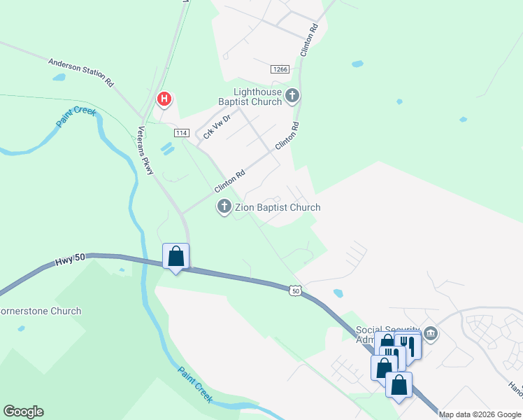 map of restaurants, bars, coffee shops, grocery stores, and more near 2179 Anderson Station Road in Chillicothe