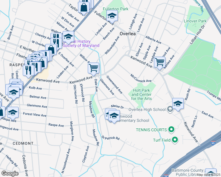 map of restaurants, bars, coffee shops, grocery stores, and more near 18 Glenmore Avenue in Baltimore