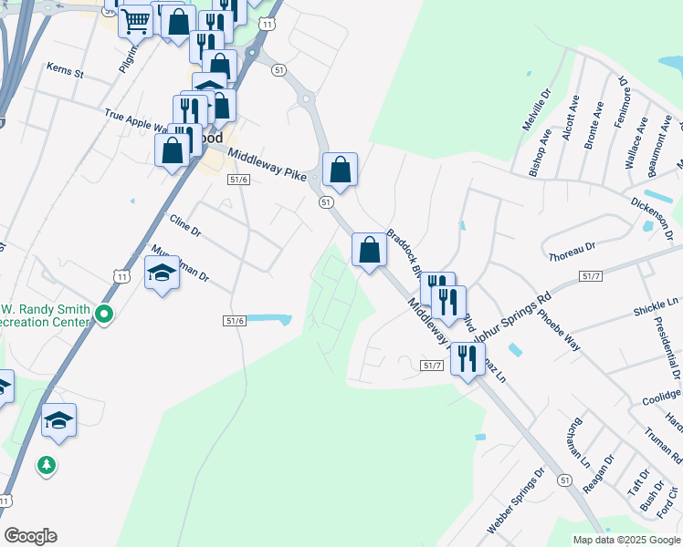 map of restaurants, bars, coffee shops, grocery stores, and more near Canning Road in Inwood