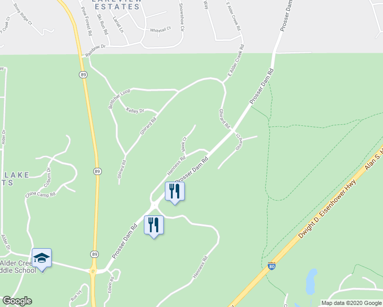 map of restaurants, bars, coffee shops, grocery stores, and more near 11081 Henness Road in Truckee