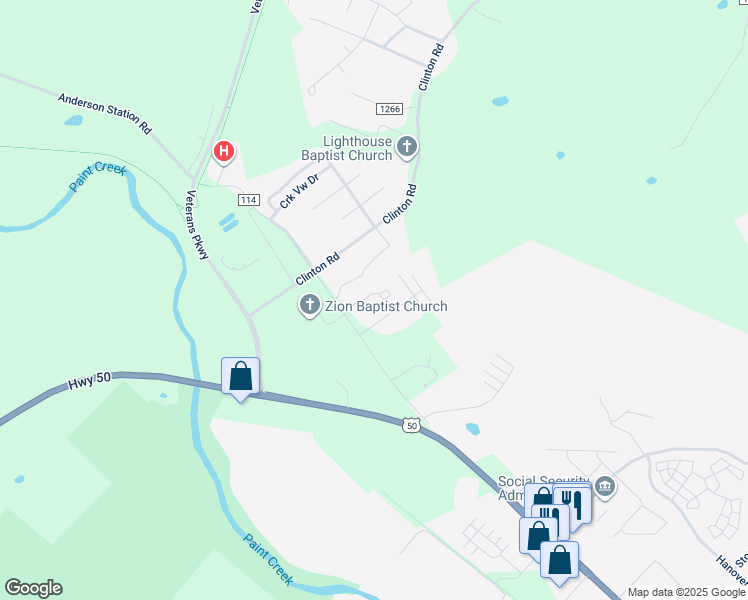 map of restaurants, bars, coffee shops, grocery stores, and more near 2179 Anderson Station Road in Chillicothe
