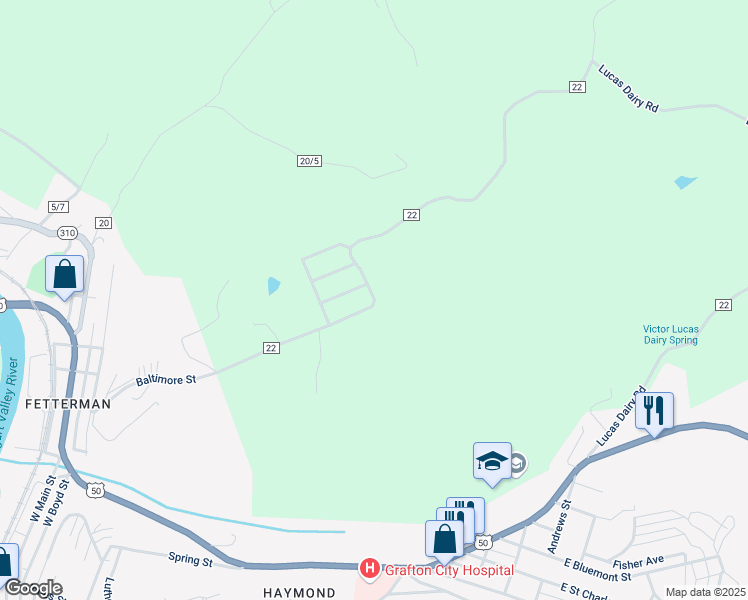 map of restaurants, bars, coffee shops, grocery stores, and more near County Route 22 in Grafton