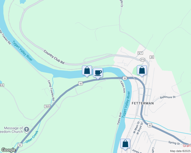 map of restaurants, bars, coffee shops, grocery stores, and more near 72 Pruntytown Pike in Grafton