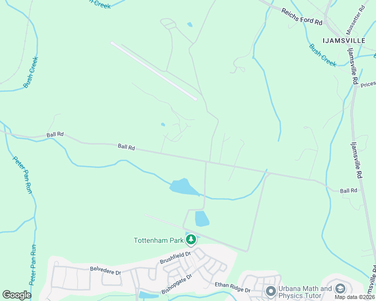 map of restaurants, bars, coffee shops, grocery stores, and more near 9224 Ball Road in Urbana