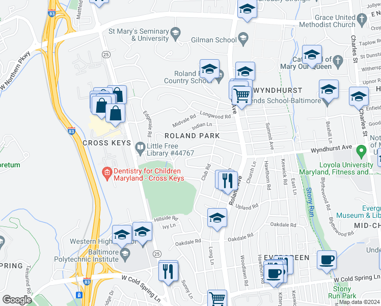map of restaurants, bars, coffee shops, grocery stores, and more near 113 Beechdale Road in Baltimore