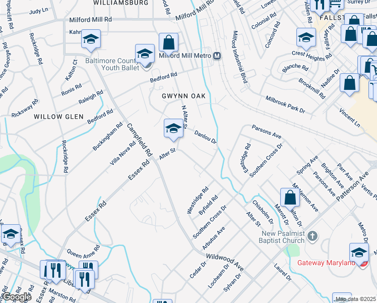 map of restaurants, bars, coffee shops, grocery stores, and more near 6917 Alter Street in Baltimore