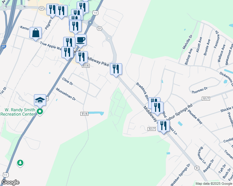 map of restaurants, bars, coffee shops, grocery stores, and more near Canning Road in Inwood