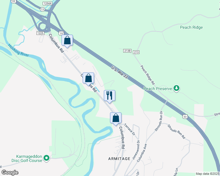 map of restaurants, bars, coffee shops, grocery stores, and more near 10 Dorr Road in Athens