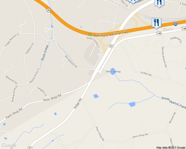 map of restaurants, bars, coffee shops, grocery stores, and more near 4400 Mill Bottom Rd in Mt Airy