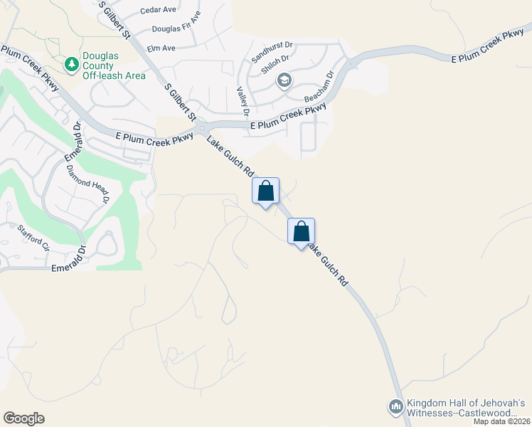 map of restaurants, bars, coffee shops, grocery stores, and more near 567 Lake Gulch Road in Castle Rock