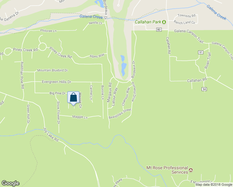 map of restaurants, bars, coffee shops, grocery stores, and more near 20580 Latour Way in Reno