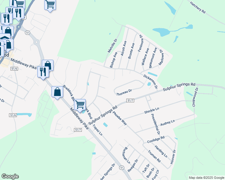 map of restaurants, bars, coffee shops, grocery stores, and more near 329 Thoreau Drive in Inwood